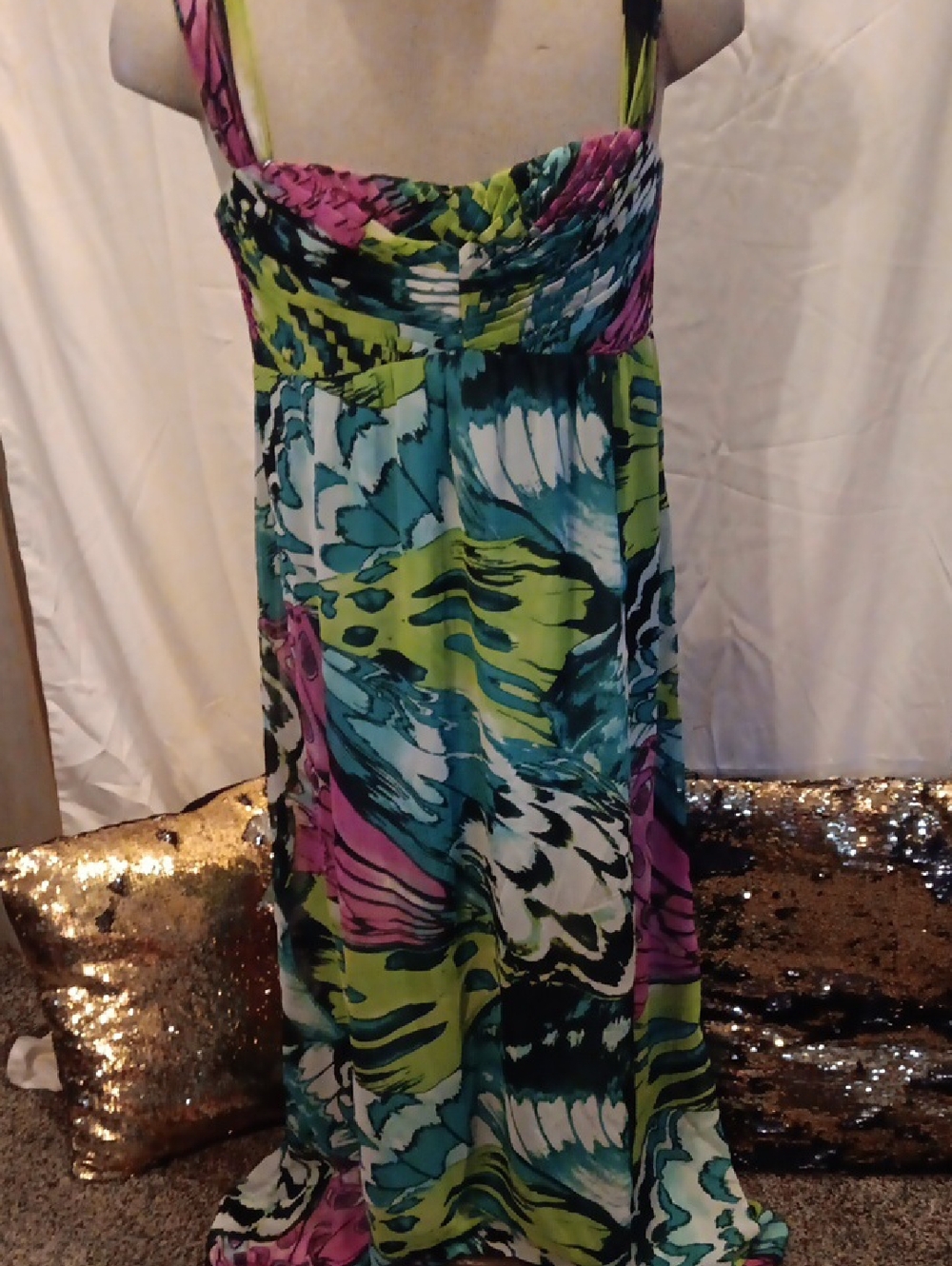 Colorful Tropical Maxi Dress - Multi